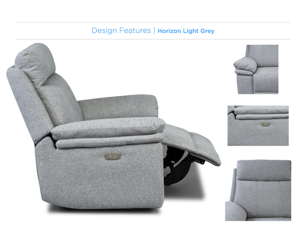 Horizon Electric Recliner Armchair - Light Grey