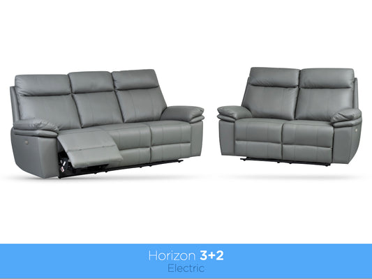 Horizon 3+2 Electric Reclining Leather Suite – Dark Grey