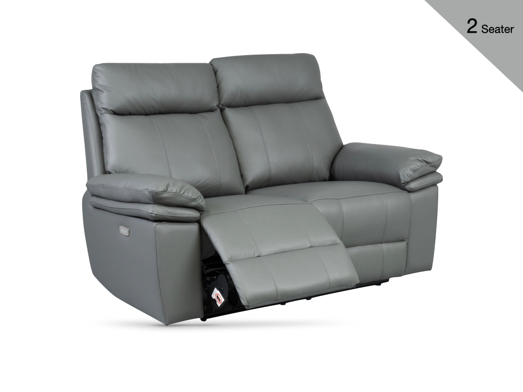 Horizon Electric Reclining Leather 2 Seater Sofa – Dark Grey