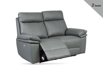 Horizon Electric Reclining Leather 2 Seater Sofa – Dark Grey
