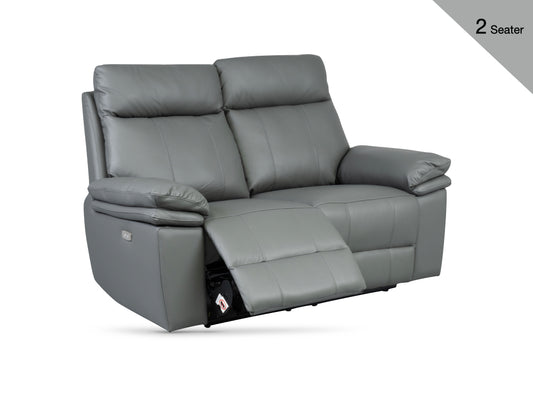 Horizon Electric Reclining Leather 2 Seater Sofa – Dark Grey
