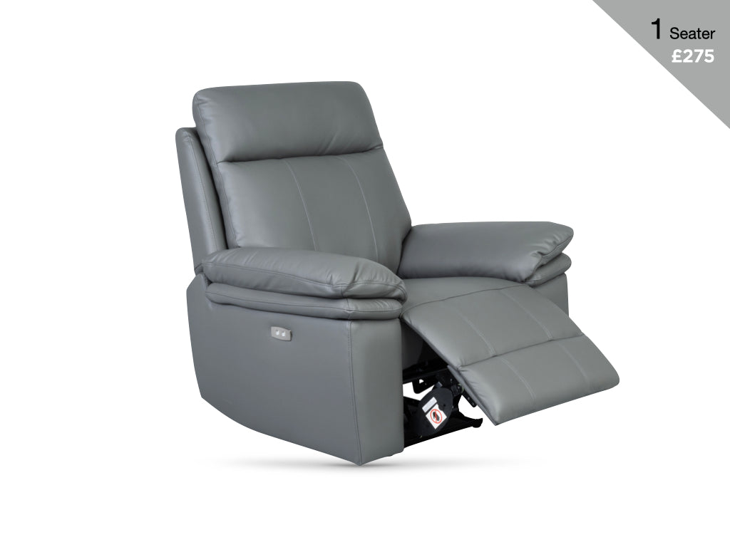 Horizon 3+1+1 Electric Reclining Leather Suite – Dark Grey