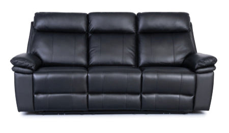 Horizon Electric Reclining Leather 3 Seater Sofa – Black