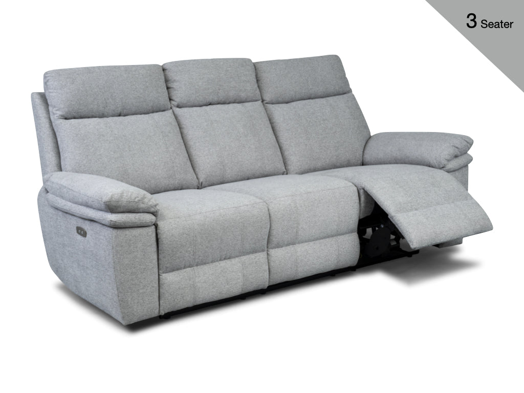 Horizon 3 Seater Electric Reclining Sofa – Light Grey