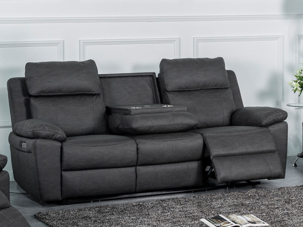 Huntington 3+1+1 Electric Sofa Suite - Dark Grey