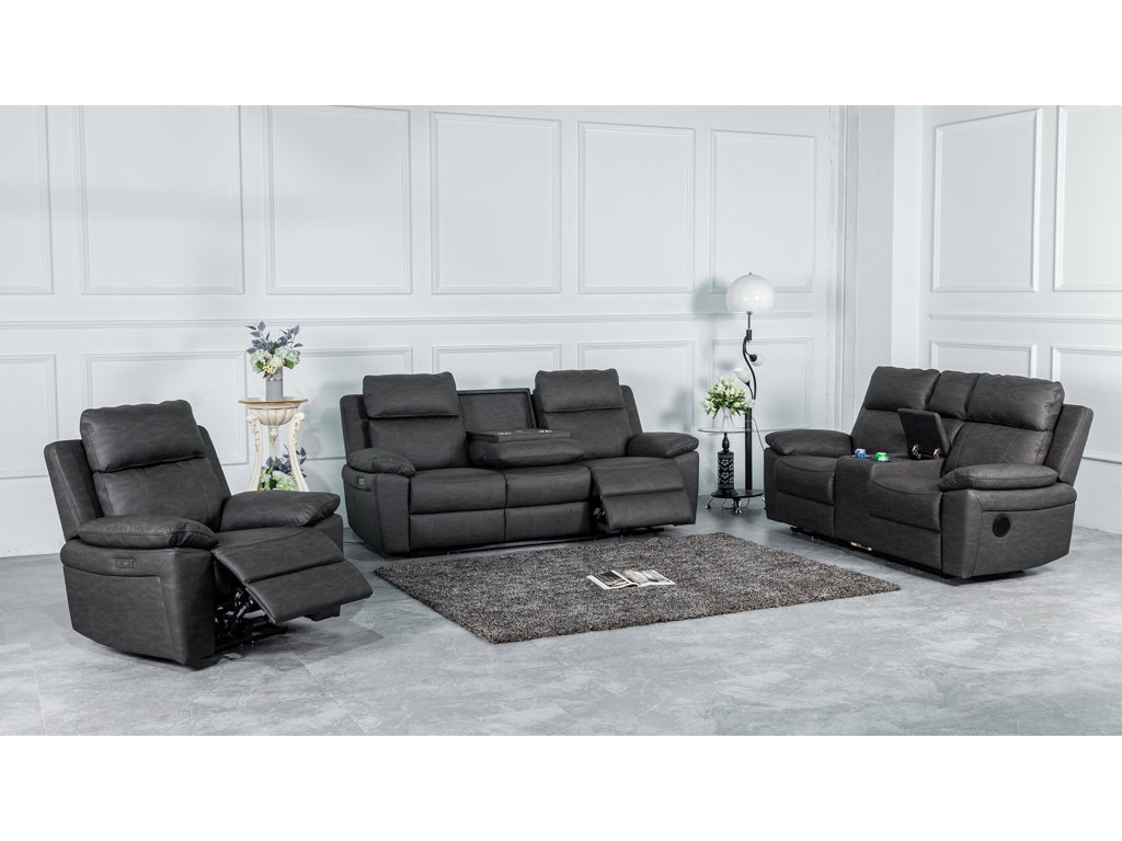 Huntington 3+1+1 Electric Sofa Suite - Dark Grey