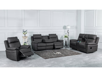Huntington 2+1+1 Electric Sofa Suite - Dark Grey