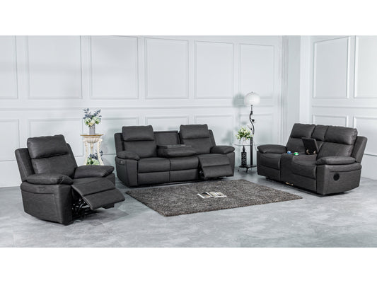 Huntington 3+2 Electric Sofa Suite - Dark Grey