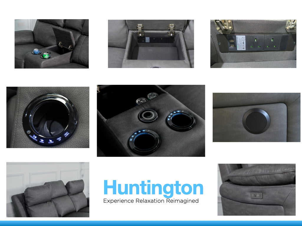 Huntington 2 Seater Electric Sofa - Dark Grey