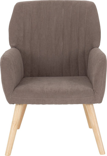 Jordan Brown armchair with wooden legs on a white background