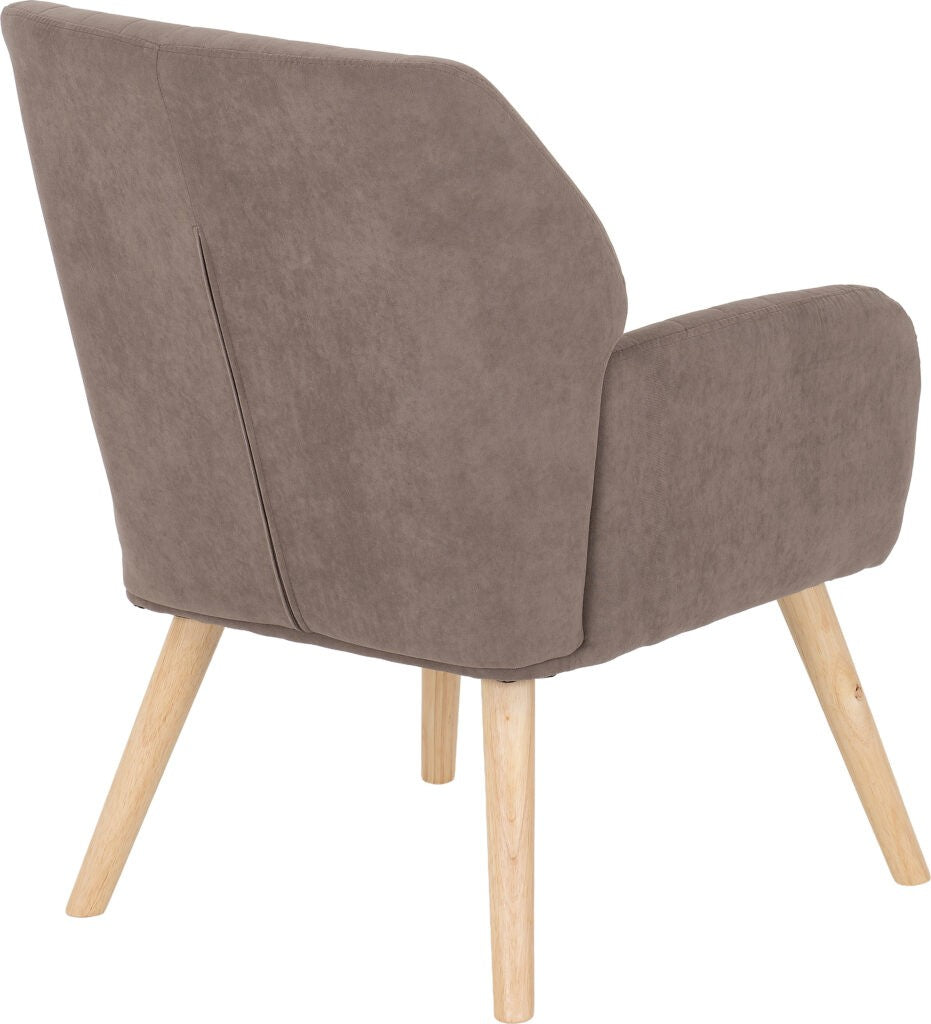 Brown armchair with wooden legs on a white background