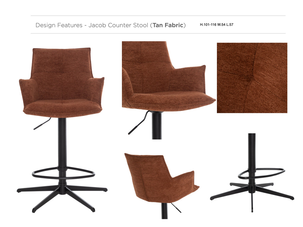Jacob Bar Stool Fabric Set of 2
