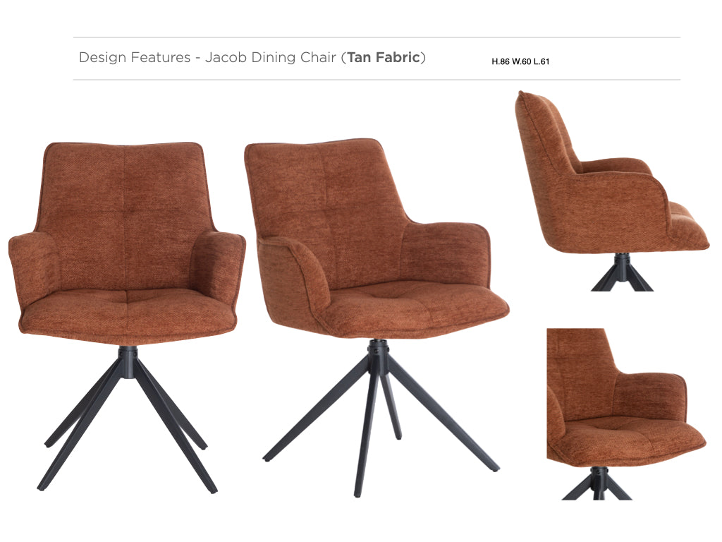 Jacob Dining Chair Fabric Set of 2