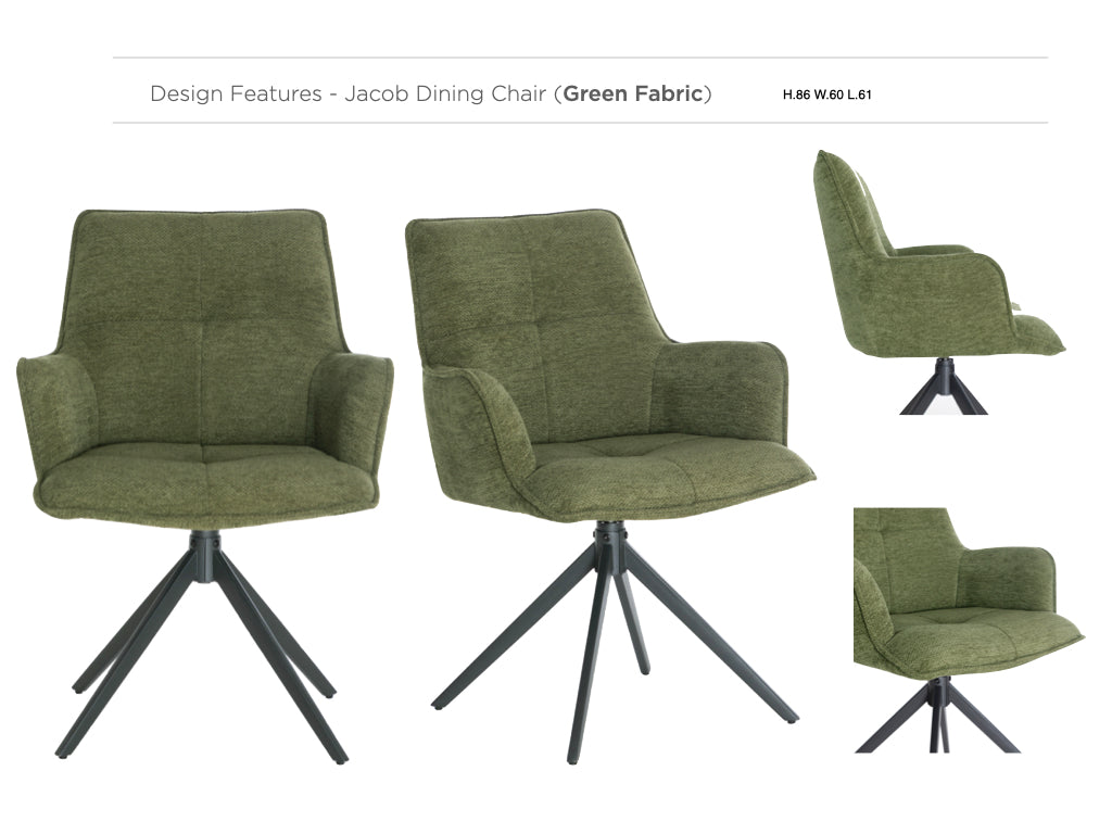 Jacob Dining Chair Fabric Set of 2
