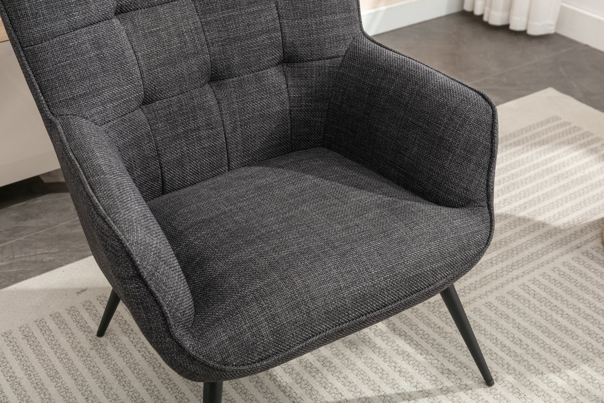 Katelyn Accent Chair with Stool - Charcoal Grey