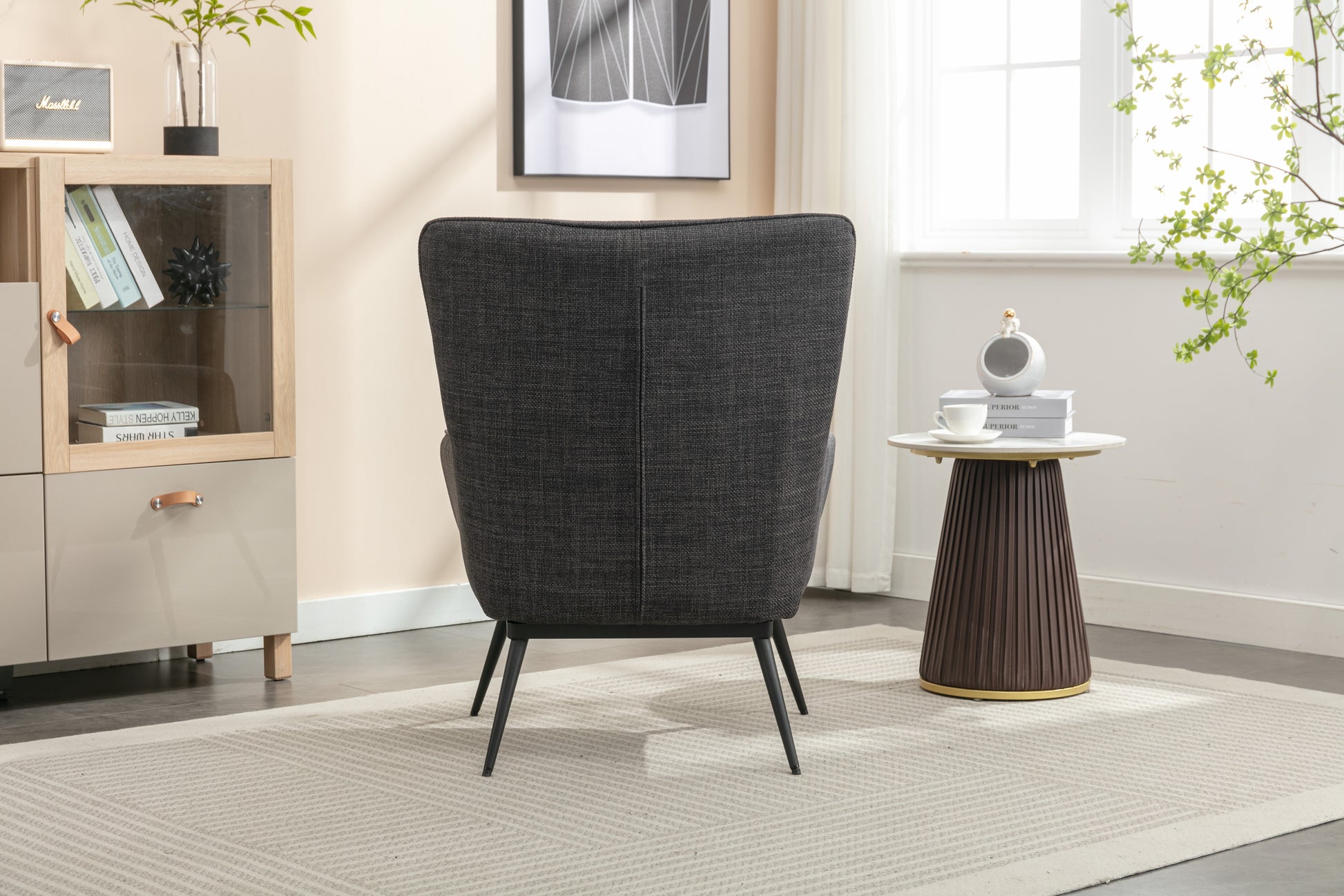 Katelyn Accent Chair with Stool - Charcoal Grey