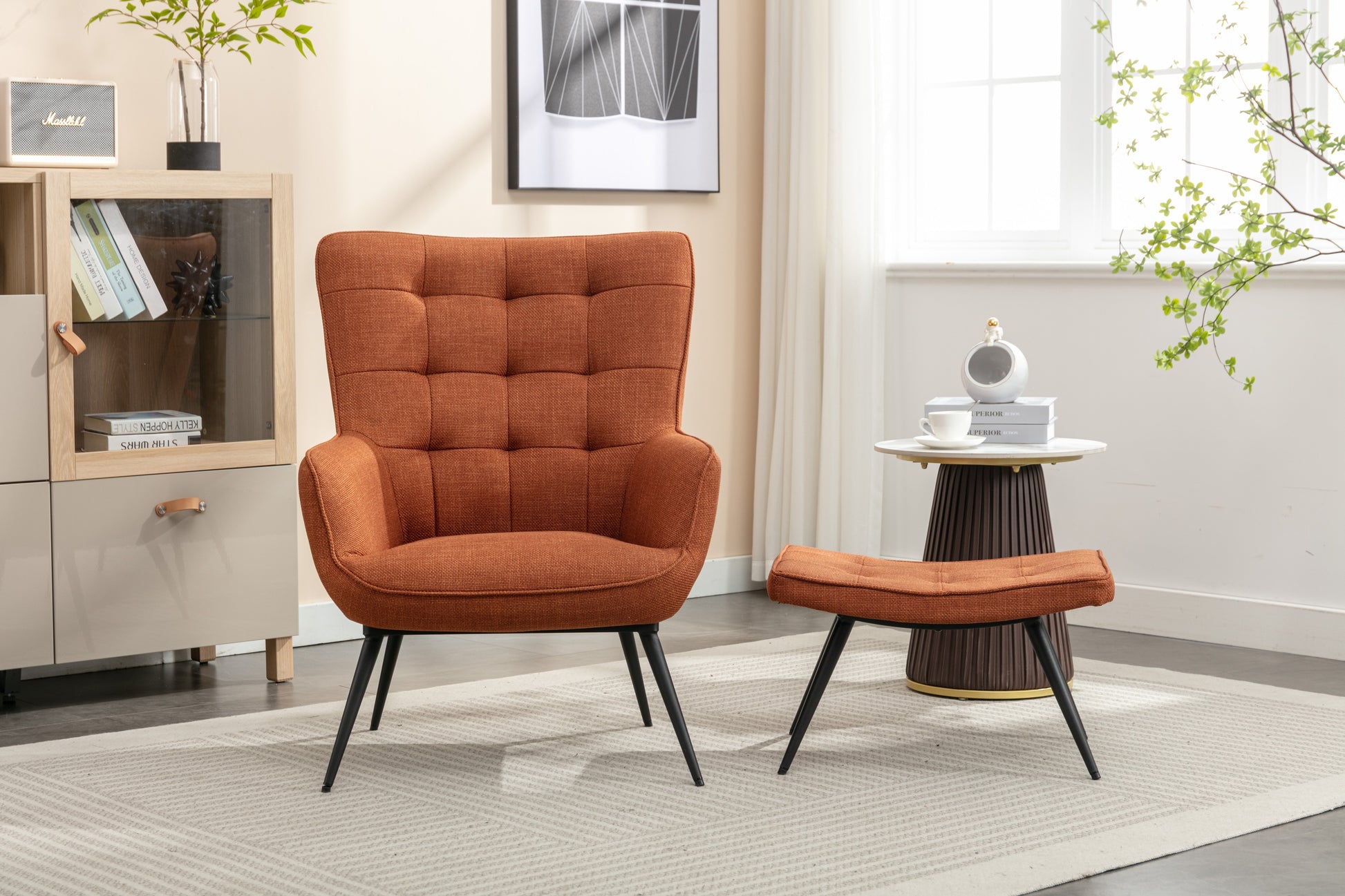 Katelyn Accent Chair with Stool - Copper