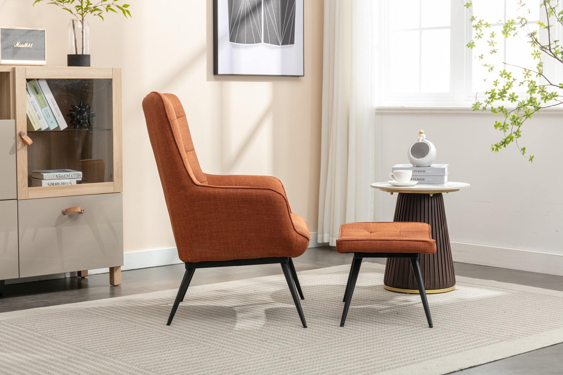 Katelyn Accent Chair with Stool - Copper