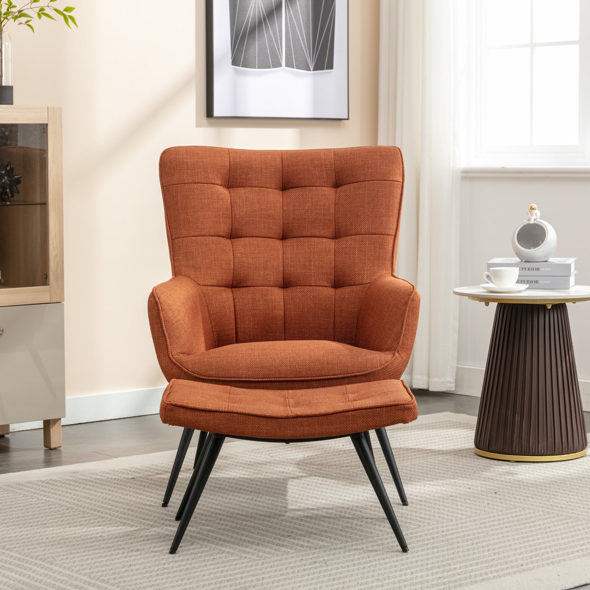 Katelyn Accent Chair with Stool - Copper