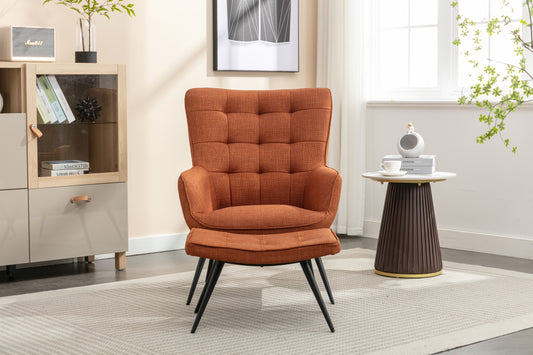 Katelyn Accent Chair with Stool - Copper