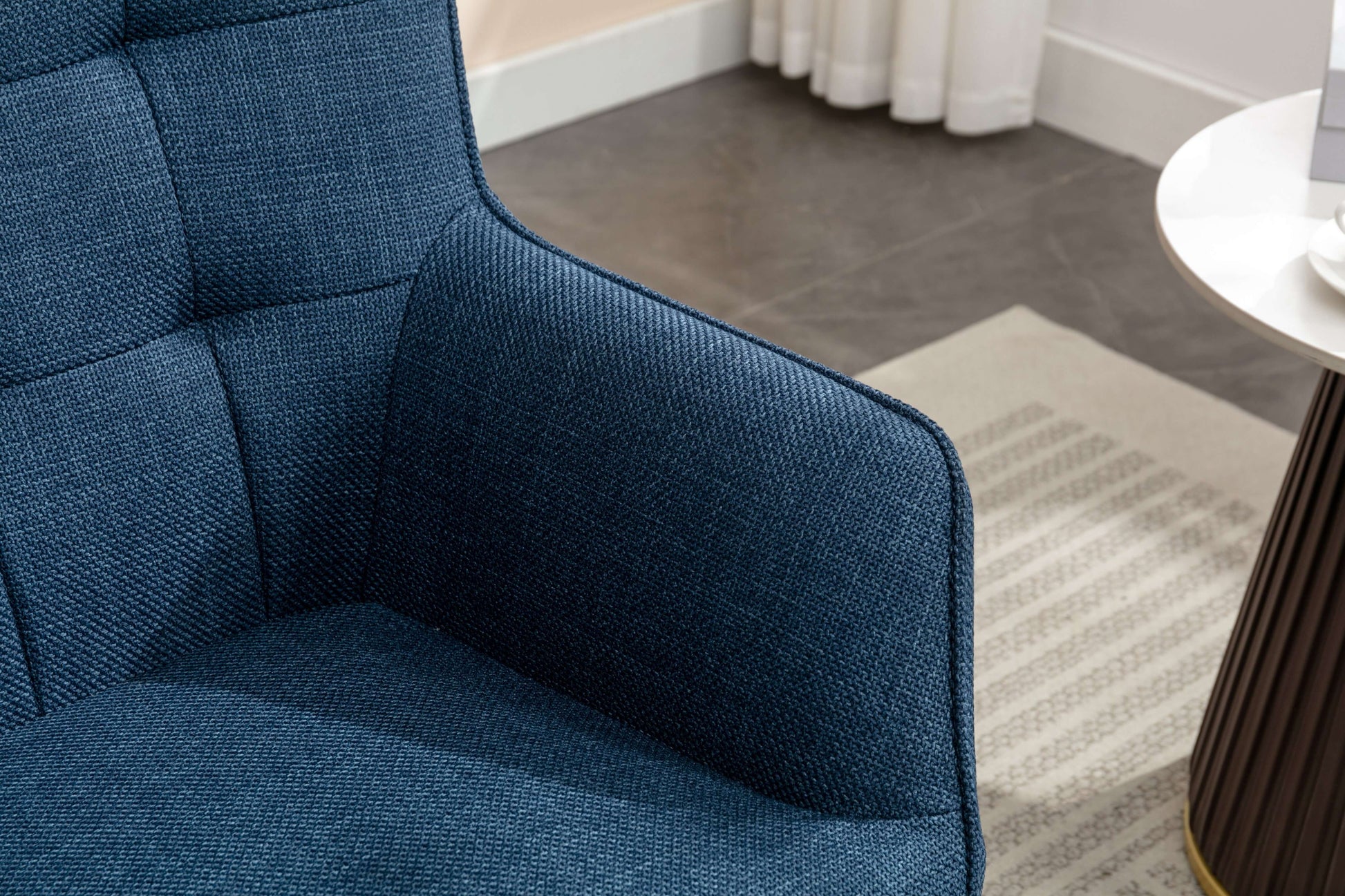 Katelyn Accent Chair with Stool - Denim Blue