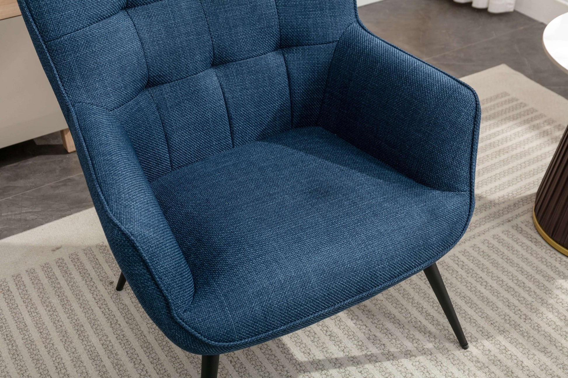 Katelyn Accent Chair with Stool - Denim Blue