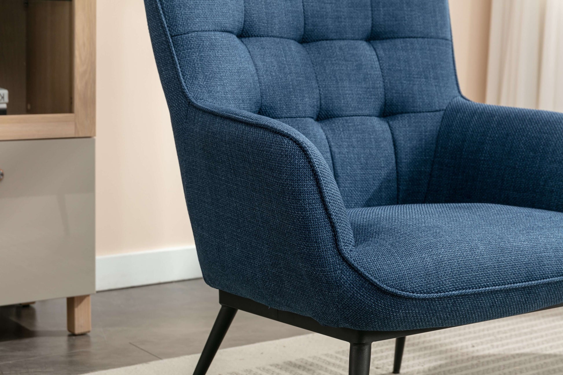 Katelyn Accent Chair with Stool - Denim Blue