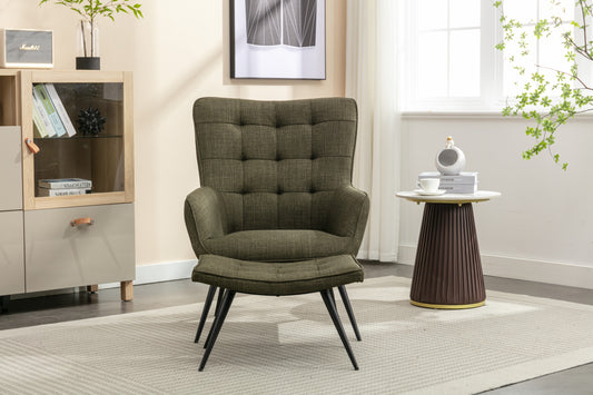 Katelyn Accent Chair with Stool - Moss Green