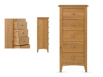 Kilkenny Oak 5 Drawer Narrow Chest