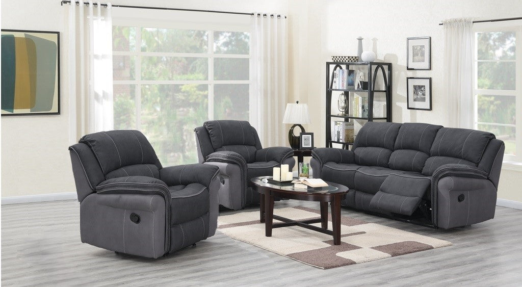 Kingston 3+1+1 Recliner Fabric Sofa Suite - Charcoal Fusion