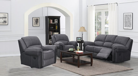 Kingston 3+1+1 Recliner Fabric Sofa Suite - Grey Fusion