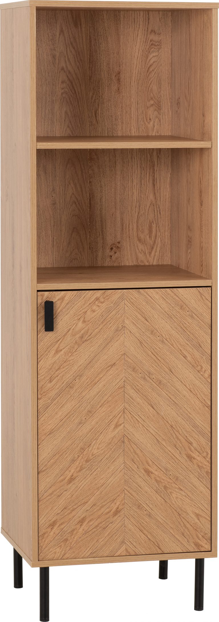 Leon 1 Door 2 Shelf Cabinet  - Medium Oak Effect