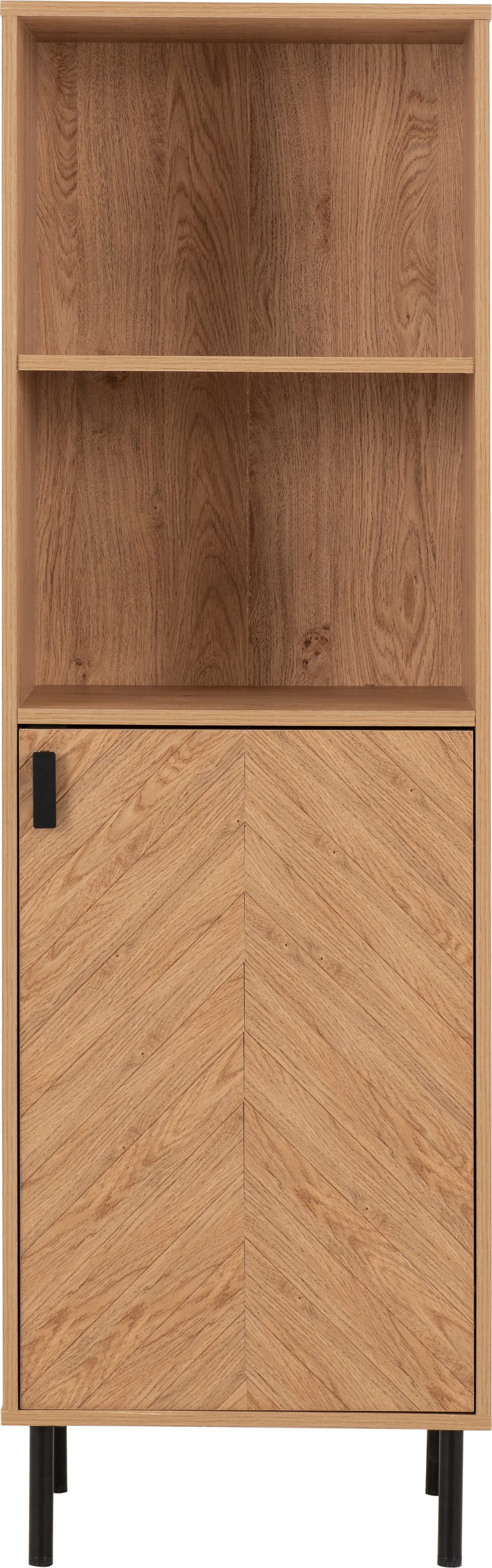 Leon 1 Door 2 Shelf Cabinet  - Medium Oak Effect