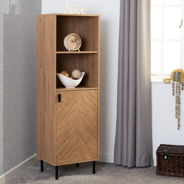 Leon 1 Door 2 Shelf Cabinet  - Medium Oak Effect