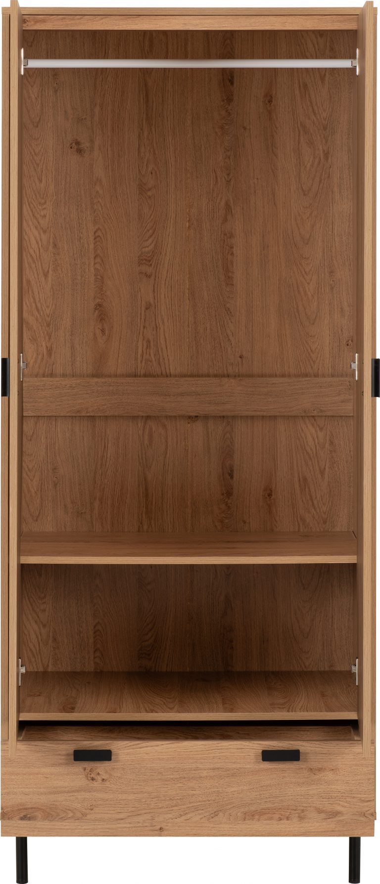 Leon 2 Door 1 Drawer Wardrobe - Medium Oak Effect