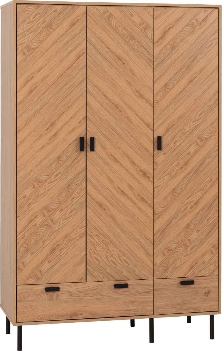 Leon 3 Door 2 Drawer Wardrobe - Medium Oak Effect