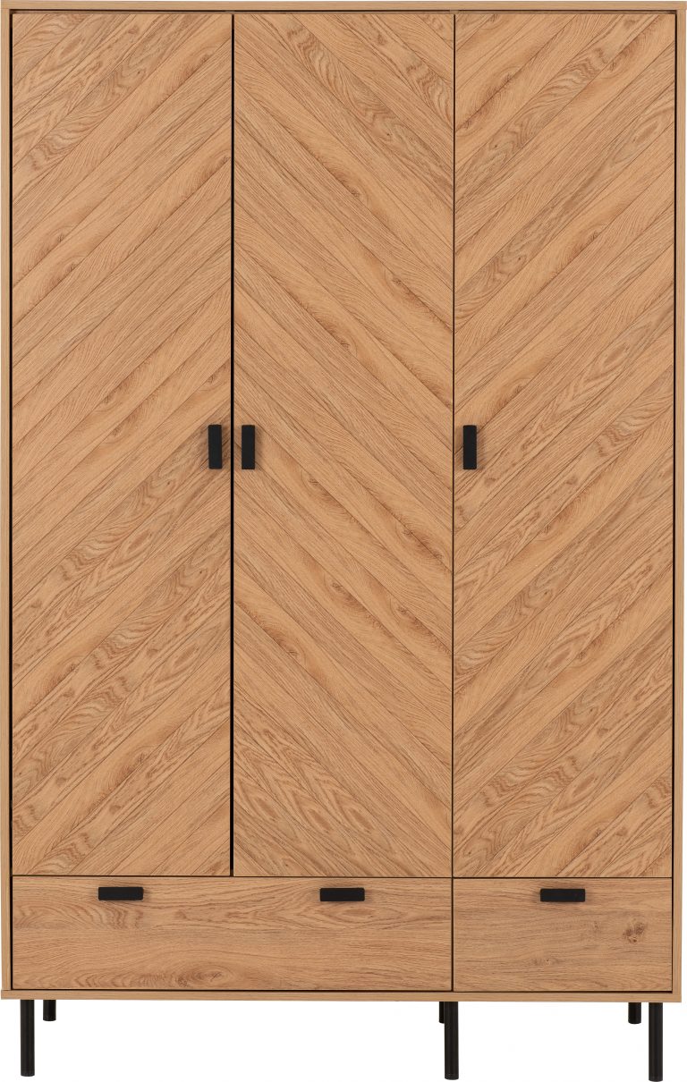 Leon 3 Door 2 Drawer Wardrobe - Medium Oak Effect