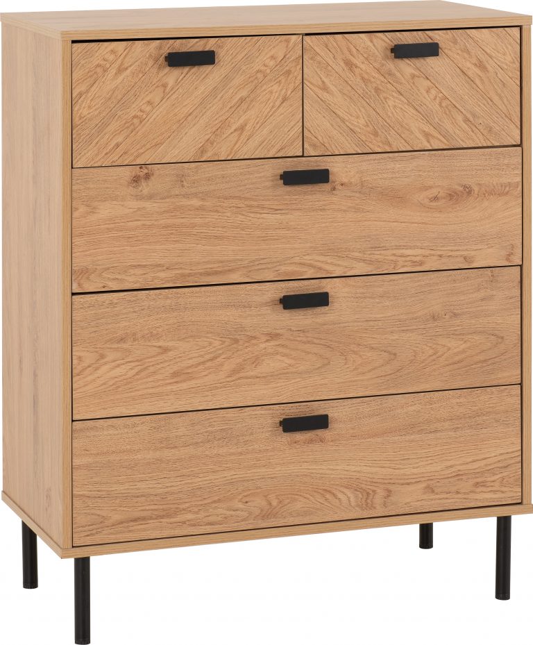 Leon 3+2 Chest Of Drawers  - Medium Oak Effect