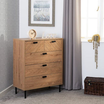 Leon 3+2 Chest Of Drawers  - Medium Oak Effect