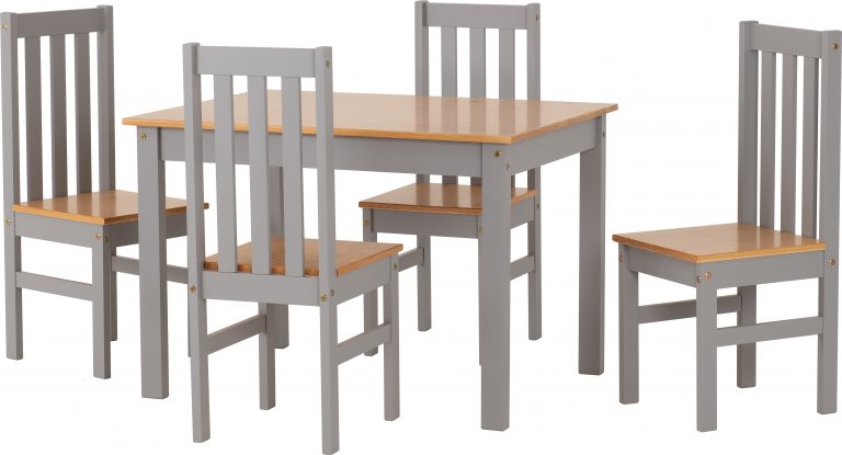 Ludlow 1+4 Dining Set - Grey/Oak Lacquer