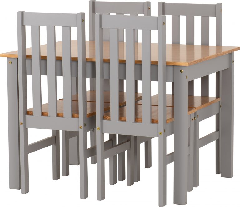 Ludlow 1+4 Dining Set - Grey/Oak Lacquer