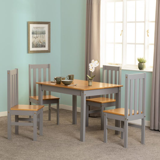 Ludlow 1+4 Dining Set - Grey/Oak Lacquer