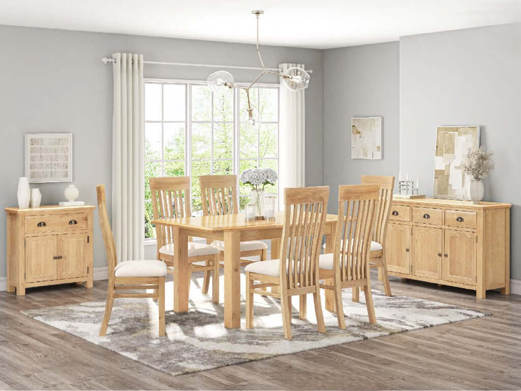 Lugano Oak 120cm Extension Dining Set with 4 Chairs