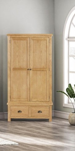 Lugano Oak Double Wardrobe with 2 Drawers