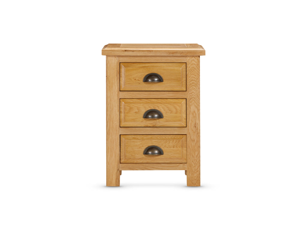 Lugano Oak 3 Drawer Nightstand x2