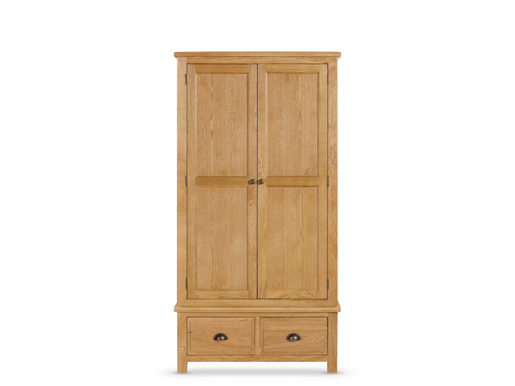 Lugano Oak Double Wardrobe with 2 Drawers