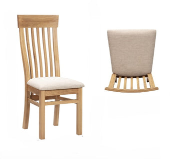 Lugano Oak Slatted Dining Chairs x2