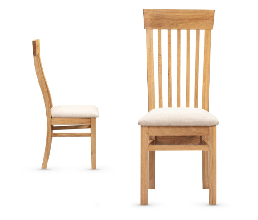 Lugano Oak Slatted Dining Chairs x2