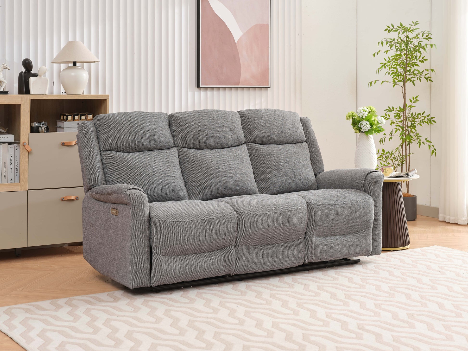 Lexus Fabric Electric Reclining 3+1+1 Sofa Suite - Grey