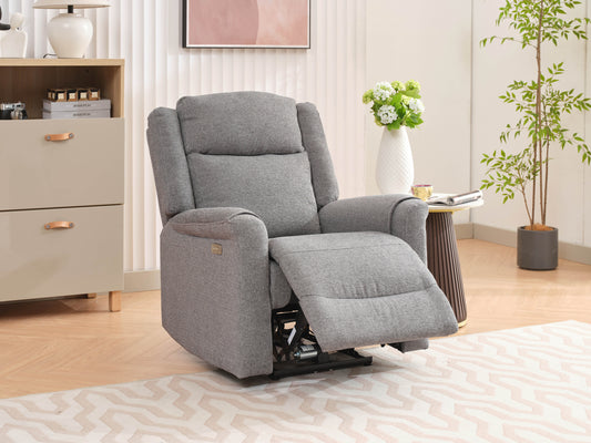 Lexus Fabric Electric Recliner Chair - Grey